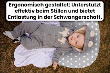 Подушка для годування Stillmond Stillkissen Klein: півмісяць, сірий, для немовлят, портативна, зірочки