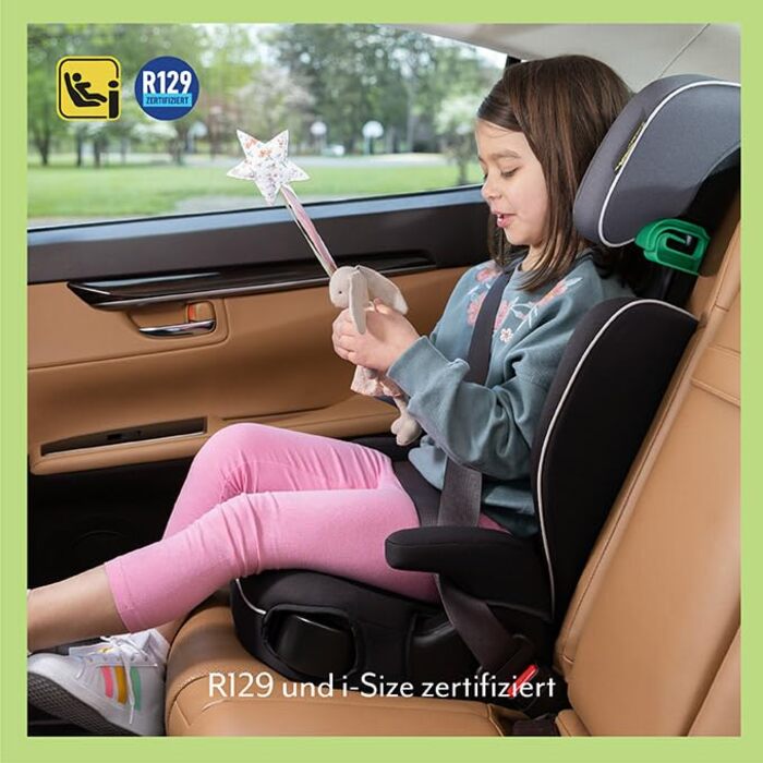 Автокрісло Graco Logico™ L i-Size R 129: 3,5-12 років, 100-150 см, регульовані підлокітники, знімний чохол, кріплення ременем безпеки, чорний колір, Midnight