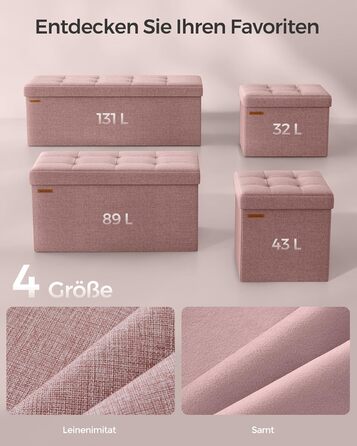 Складаний пуф SONGMICS з місцем для зберігання, 76×38×38 см, до 300 кг, для вітальні, спальні, коридору, попелясто-сірий