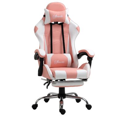 Ігрове крісло Vinsetto Ergonomic Gaming — ергономічний офісний стілець з підголівником, рожевий