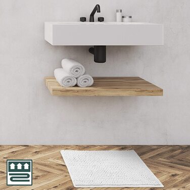 Килимок для ванної Beautissu BeauMare 50x50 см, білий, мікрофібра, нековзний, пухнастий, машинне прання