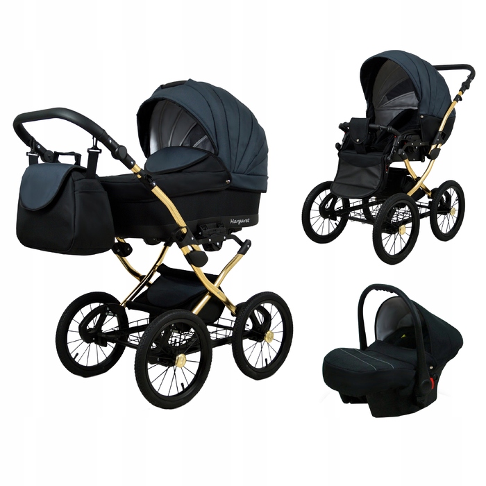 Дитячий візок 3в1 BabyLux Margaret Gold Black Grey