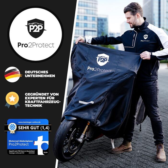 Водонепроникний чохол для мотоцикла та скутера Pro2Protect® чорно-білий, погодозахисний зовнішній захисний тент для Moped, Vespa та Roller