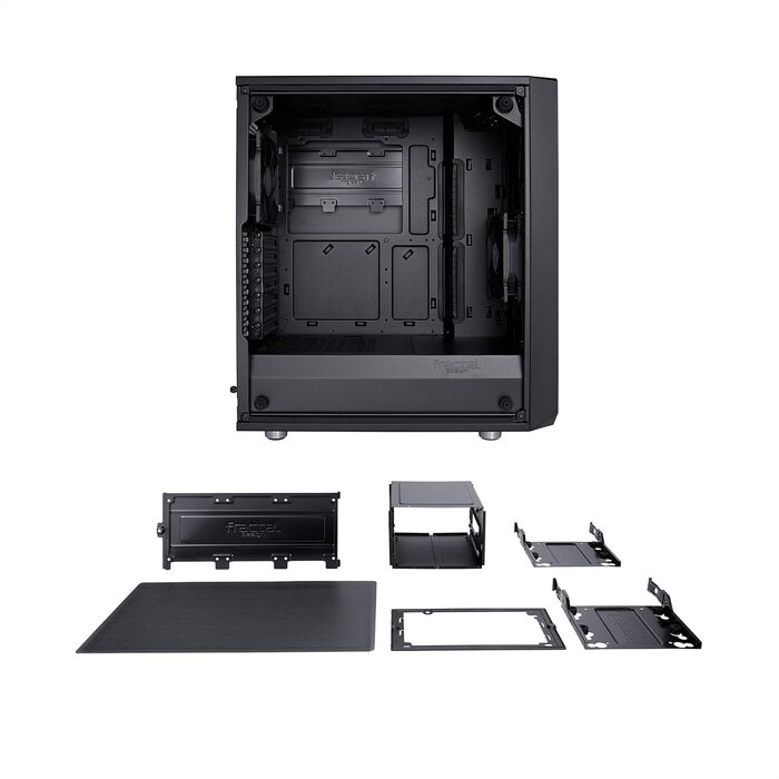 Корпус для комп'ютера Fractal Design Meshify C, компактний, з високою вентиляцією, 2 вентилятори, скляна панель, USB 3.0, чорний