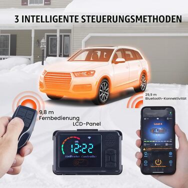 Автономний дизельний обігрівач повітря VEVOR 12V 5кВт з LCD-дисплеєм, Bluetooth-керуванням та пультом (10 м)