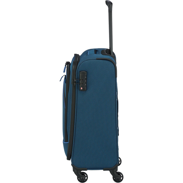 Paklite Derby стильна м'яка валіза для ручної поклажі на 4 колесах, легка, з TSA-замком і функцією кріплення, 55 см, 41 л, синя