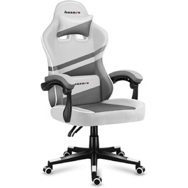 Ігрове крісло Huzaro Force 4.4 White Mesh, ергономічне, з підголівником і поперековою подушкою, до 130 кг, регулювання висоти, гойдалка, тканина, біле