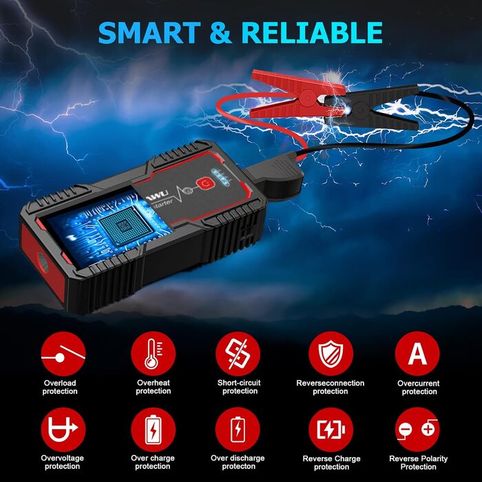 Бустерумулятор FOWAWU 2500A 22800mAh для автомобіля (бензин до 8L, дизель до 6.5L), пусковий пристрій для авто