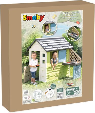 Дитячий будиночок Smoby Life Pretty з кухнею, 110x127x145 см, перероблений пластик, для вулиці, від 2 років