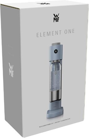 Автоматичний сифон для води WMF Element One зі сталі, світло-блакитний — газовий сифон для створення газованої води з 3 рівнями інтенсивності