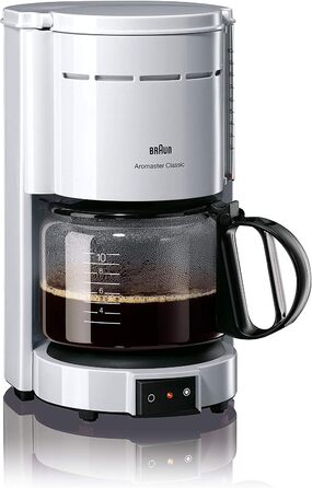 Кавоварка Braun KF 47 WH з фільтром і скляною колбою, OptiBrew, автоматичне вимкнення, біла