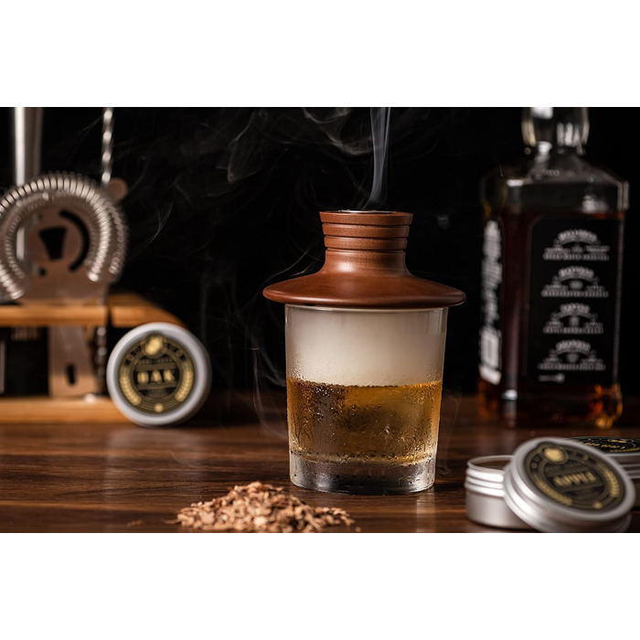 Набір для копчення коктейлів Bourbon: з ліхтариком та стружкою для віскі/бурбона. Ідеальний подарунок для чоловіків, батька, чоловіка.