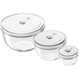 Набір вакуумних контейнерів для зберігання їжі ZWILLING Fresh & Save, 6 предметів, скло, сірий (S-12 см, M-18 см, L-24 см)