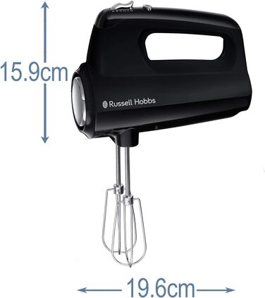 Ручний міксер Russell Hobbs 24672-56, матовий чорний: 5 швидкостей, турбофункція, набір вінчиків та гаків для тіста