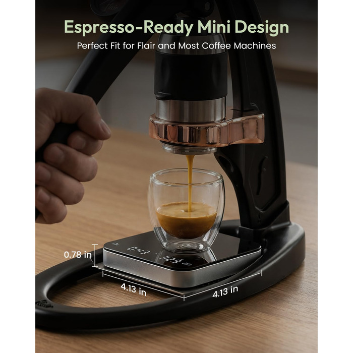 Ваги електронні для кави та еспресо Maestri House Mini-Kaffeewaage з таймером, до 2кг/0.1г, чорно-сріблясті