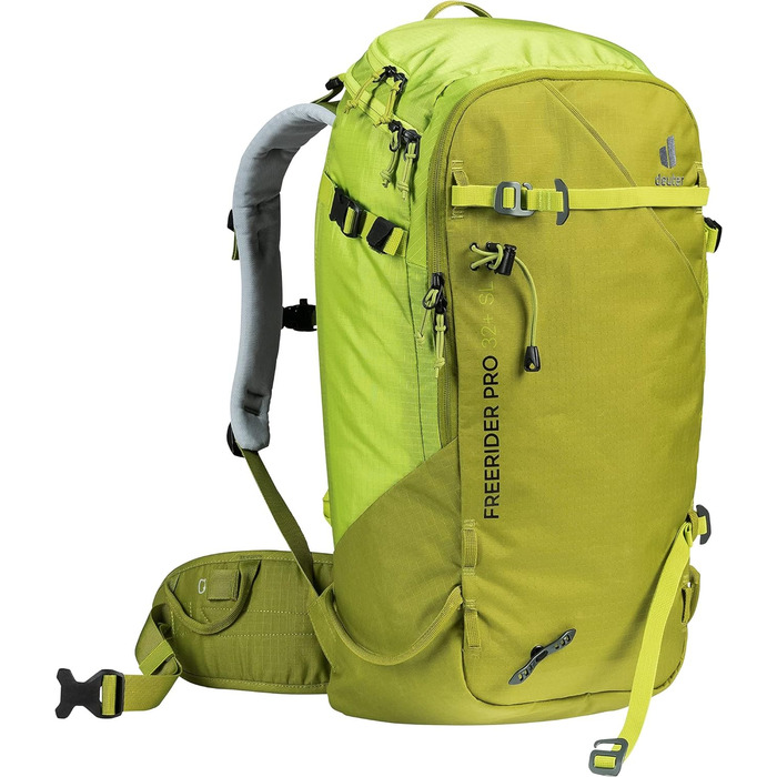 Жіночий туристичний рюкзак Deuter Freerider Pro 32+10 л, для лижних турів, зелено-жовтий
