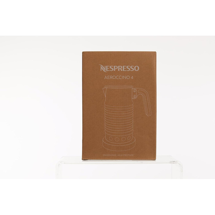 Електричний спінювач молока Nespresso Aeroccino 4, 120 мл кремової пінки, 240 мл гарячого молока, підходить для посудомийної машини, сріблястий