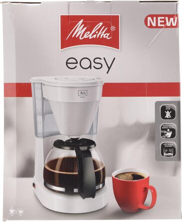 Кавоварка Melitta Easy з фільтром, скляною колбою, антикрапельною системою, на 10 чашок, біла