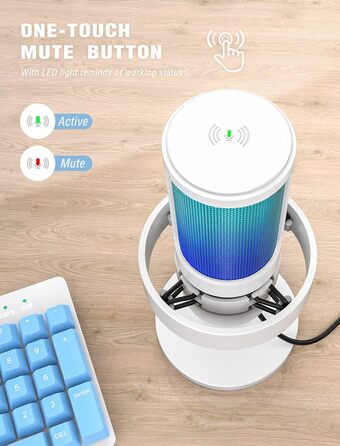 USB мікрофон FIFINE для ПК, ігровий, для стрімінгу, подкастів та студії, з RGB підсвіткою, кнопкою вимкнення звуку, роз'ємом для навушників і поп-фільтром, сумісний з PS4, PS5, Mac