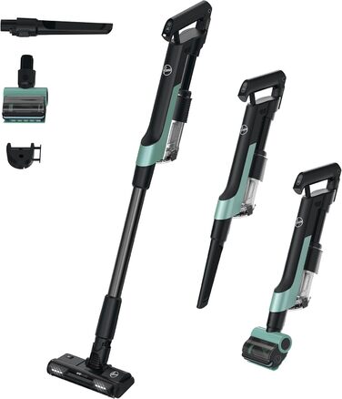 HOOVER ультралегкий акумуляторний пилосос для шерсті тварин, з LED-підсвіткою, антизаплутуванням волосся, 2в1 бездротовий пилосос для домашніх тварин із функцією ущільнення для збільшення місткості пилозбірника у 3 рази, 500 POWERTIME [HF201P]