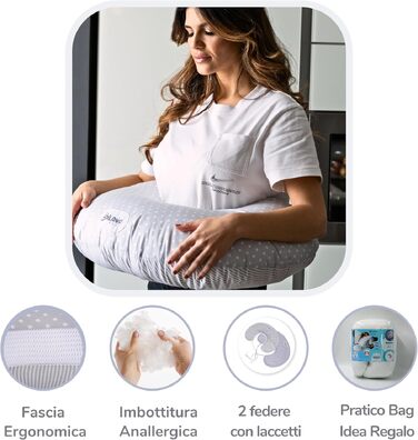 Подушка для годування Dilamababy Klein з 2 наволочками, 100% бавовна Ökotex - комфортна, гіпоалергенна подушка для годування, антиалергенний наповнювач з волокон