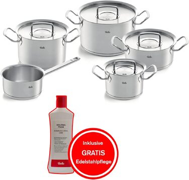 Набір каструль Fissler Original-Profi Collection з нержавіючої сталі, 5 предметів, з металевими кришками, для індукційних плит
