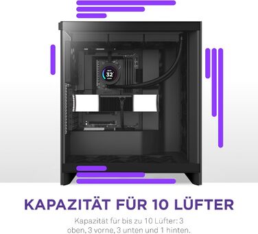 Корпус NZXT H7 Flow для ПК, Mid-Tower ATX, чорний, з потужною вентиляцією, підтримка до 3х 120-мм вентиляторів знизу для охолодження відеокарти, 3х 120-мм фронтальних вентиляторів, місце для радіатора 420 мм спереду
