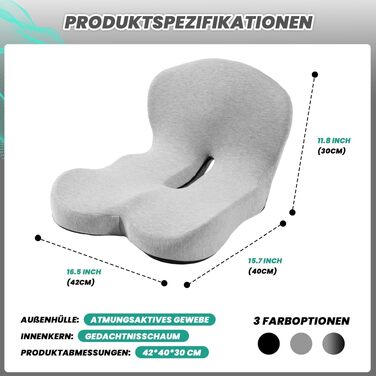 Ортопедична подушка для сидіння з підтримкою спини Urban Deco з піни Memory Foam, чорно-сіра, 1 шт.