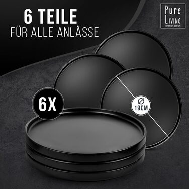 Набір тарілок для сніданку, 6 предметів, Black Manhattan Pure Living