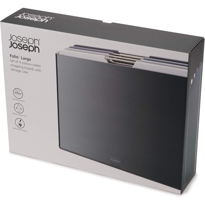 Набір дощок для нарізання Joseph Joseph Folio Graphite (4 шт.) 35.7x26.2 см - Синьо-графітові, з кейсом для зберігання