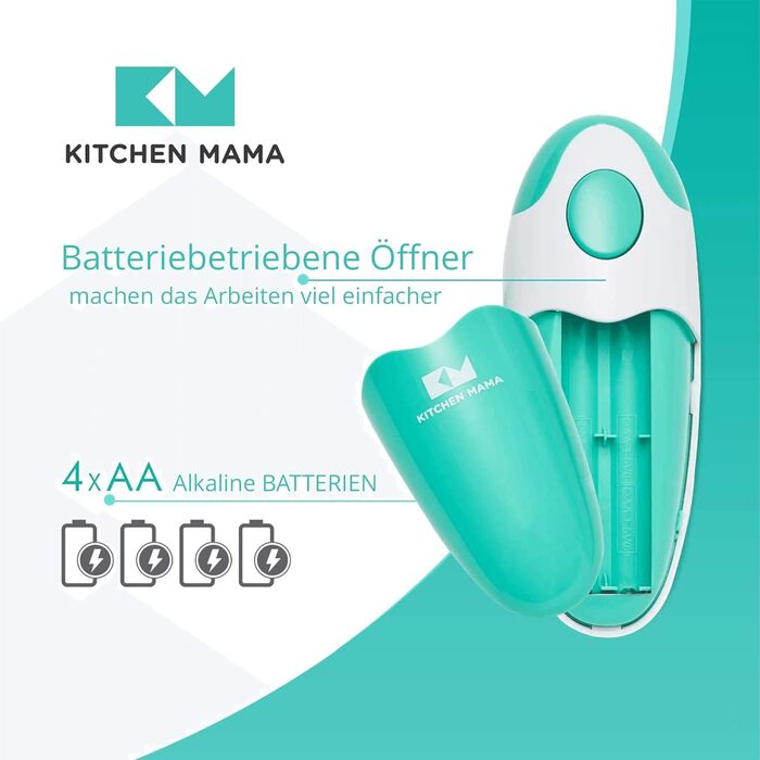 Електричний відкривачка для консервів Kitchen Mama Auto 2.0: автоматичний, бездротовий, з гладкою кромкою, безпечний для продуктів харчування
