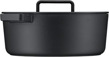 Овальний жаровий посуд WMF Flavour 34x28 см, чавунний, для індукції, емальований, з кришкою з конденсаційними виступами, сучасний дизайн, чорний