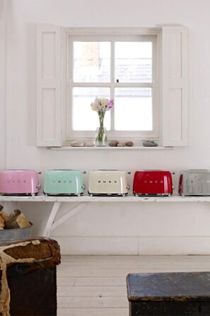 Тостер Smeg TSF01CREU Cream 2-слотовий, 6 рівнів підсмажування, функція розморожування та підігріву, 950 Вт