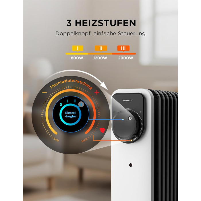 Масляний радіатор Midea NY2311-24UR, 2300Вт, 9 секцій, з пультом ДК, LED-дисплеєм та сенсорним керуванням, чорний