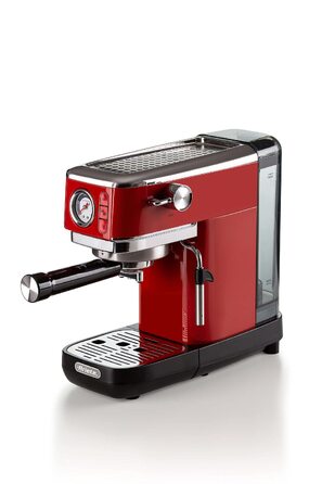 Кавомашина еспресо Ariete Slim Metal 1381 червона: для кави в зернах та ESE-падів, 15 бар, капучинатор, 1300 Вт