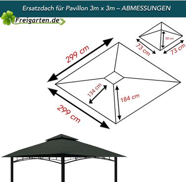 Заміна даху для павільйону 3x3 м Freigarten.de, водонепроникний, ПВХ Panama 370г/м², антик, модель 6 (морський синій)