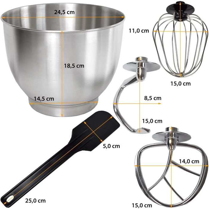 Кухонна машина Syntrox Germany Deluxe 1300 Вт, міксер і м’ясорубка 2-в-1, з аксесуарами, срібляста