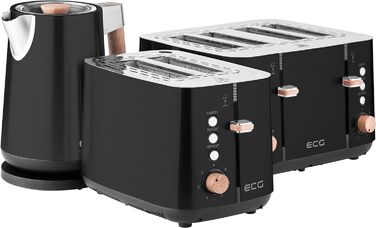 Електрична плита ECG ST 2768 Timber Black, дерев'яний дизайн, чорна