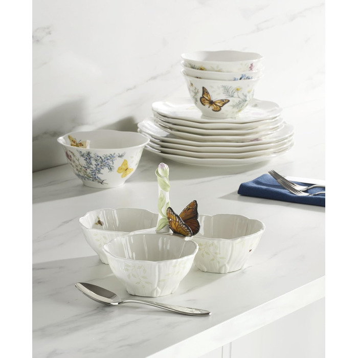 Кістяна порцелянова тарілка для закусок Lenox Butterfly Meadow з квітковим візерунком Blumen