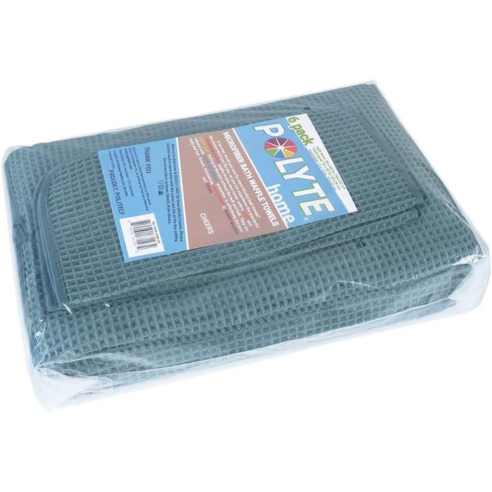 Набір великих рушників із мікрофібри Polyte 152x76 см, швидковисихаючі, без ворсу, вафельне плетіння, 6 шт, зелений