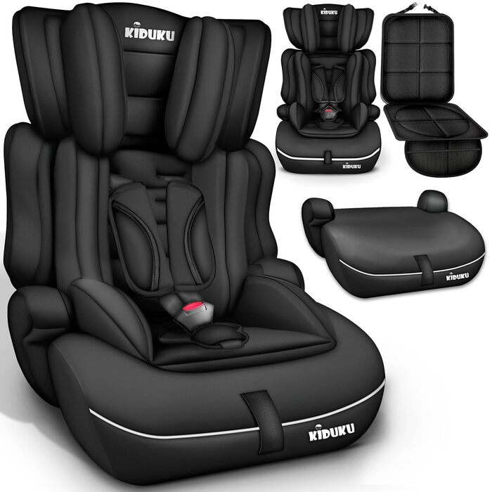 Автокрісло KIDUKU® 9-36 кг (1-12 років) з підкладкою - Автомобільне крісло ECE R129/03, Група 1/2/3, чорне