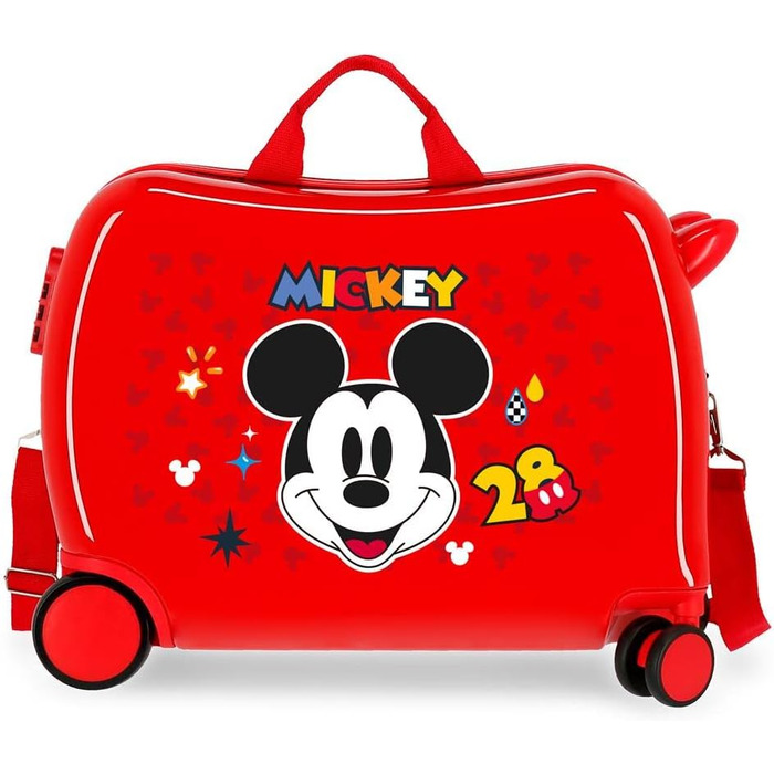 Дитяча валіза Disney Mickey Mouse червона 50x39x20 см, ABS, 34 л, 4 колеса, ручна поклажа