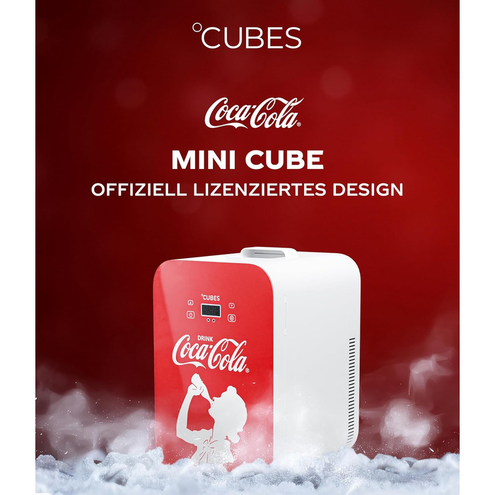 Автомобільний міні-холодильник Coca-Cola °CUBES 9,3л з LCD-дисплеєм та скляними дверцятами, 12В/220В