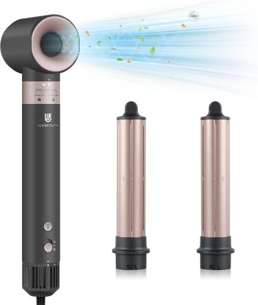Фен-стайлер 3-в-1 webeauty з іонізацією, 110 000 об/хв, 20 м/с, 200 млн іонів, для сушіння та завивки волосся, рожевий