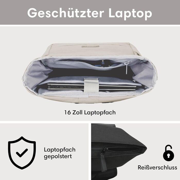 Рюкзак LARKSON Rolltop No 4 для жінок і чоловіків, з відділенням для ноутбука, для університету, роботи й велосипеда, великий туристичний рюкзак, водовідштовхувальний, універсальний розмір, колір пісочний