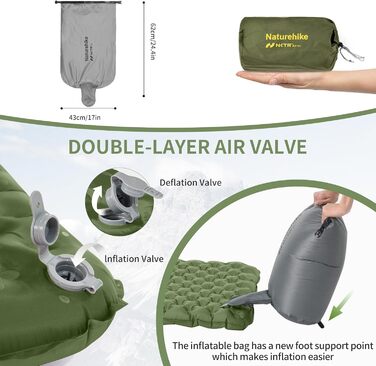 Самонадувний кемпінговий килимок Naturehike Thermal Serie 4.6R Ultralight для зими (-15°C), прямокутний, 196x64 см