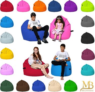 Мішок-крісло Beanbag MILLINDABAG Kastanie краплеподібний для дітей, підлітків та дорослих, антрацит, XL 77 см - для дому та вулиці, вже наповнений