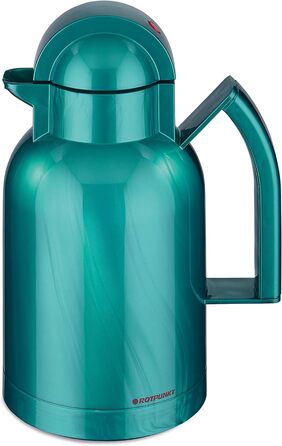 Термос-глечик ROTPUNKT 1 л з двофункційною кришкою, BPA Free, скляна колба, для гарячих і холодних напоїв, виготовлено в Німеччині (Shiny Hummingbird)