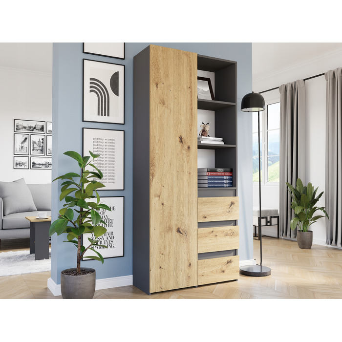 Стелаж Framire 80 x 180 x 30 см, антрацит mix artisan