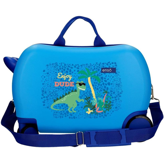 Дитяча валіза Enso Dino, синя, 45x31x20 см, жорсткий ABS-пластик, 24,6 л, 1,8 кг, 4 колеса, ручна поклажа